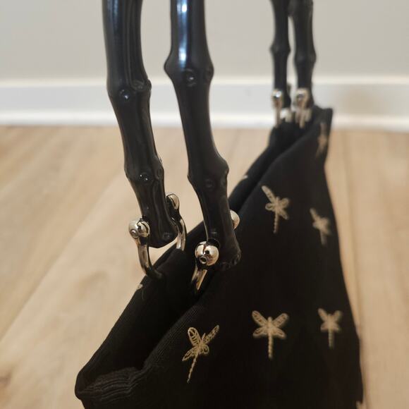 NWOT Talbots Small Embroidered Dragonfly Bucket Tote - Picture 5 of 7